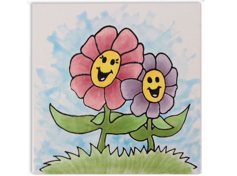 Bisque Mommy And Me Flower Party Tile (Case of 12)