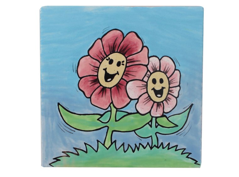 Bisque Mommy And Me Flower Party Tile (Case of 12)