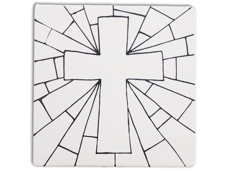 Bisque Cross Party Tile (Case of 12)