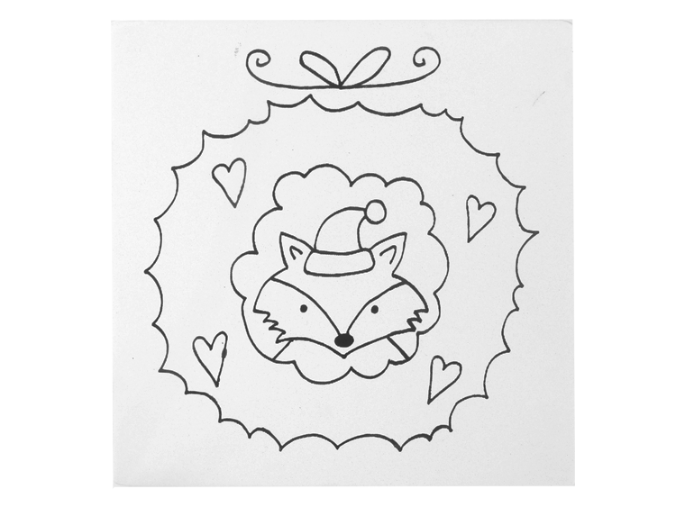 Bisque Fox In Wreath Party Tile (Case of 12)