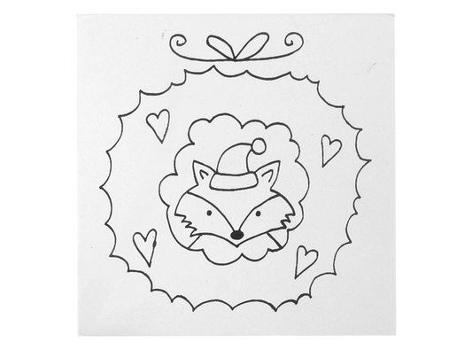 Bisque Fox In Wreath Party Tile (Case of 12)