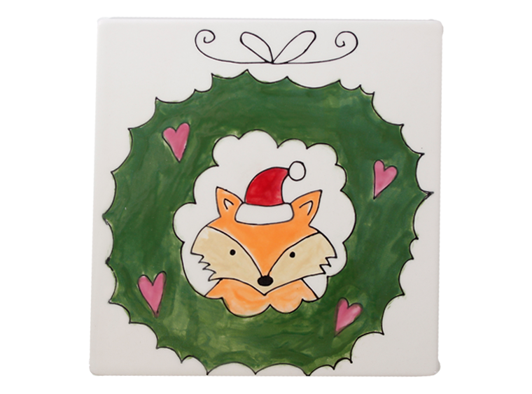 Bisque Fox In Wreath Party Tile (Case of 12)