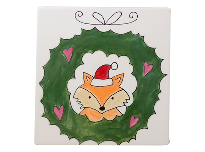 Bisque Fox In Wreath Party Tile (Case of 12)