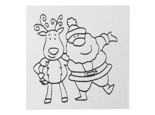 Bisque Santa & Rudolph Party Tile (Case of 12)