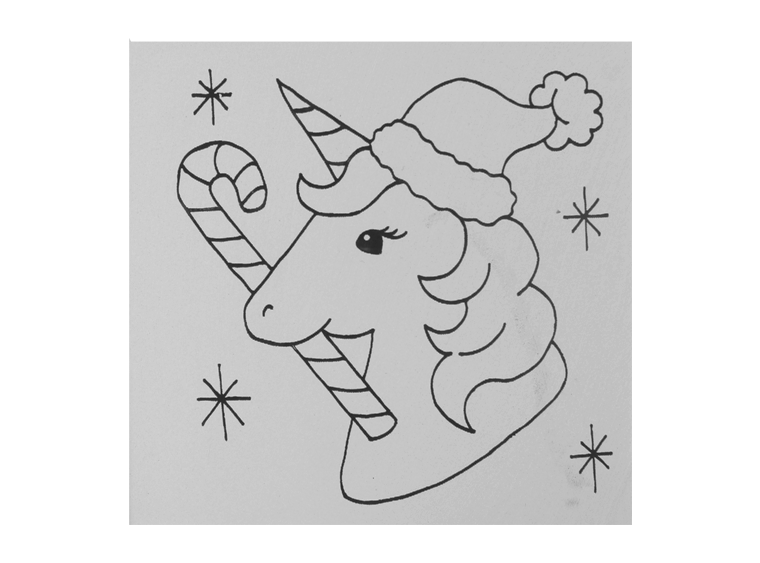 Bisque Unicorn Santa Party Tile (Case of 12)