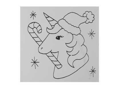 Bisque Unicorn Santa Party Tile (Case of 12)