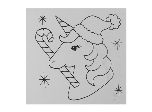 Bisque Unicorn Santa Party Tile (Case of 12)