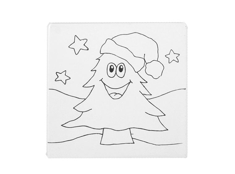 Bisque Tree With Santa Hat Party Tile (Case of 12)