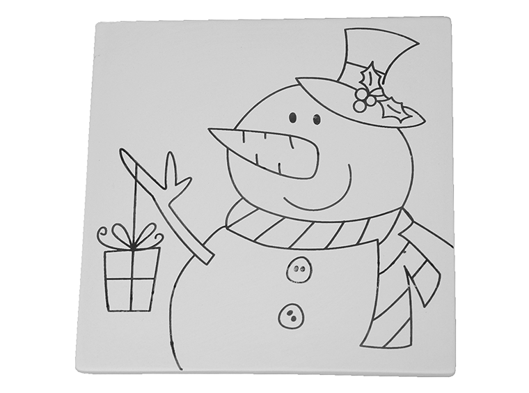 Bisque Snowman Party Tile (Case of 12)