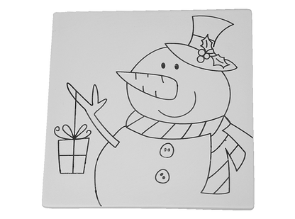 Bisque Snowman Party Tile (Case of 12)