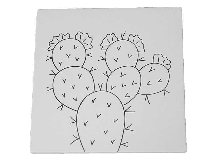Bisque Prickly Pear Cactus Party Tile (Case of 12)