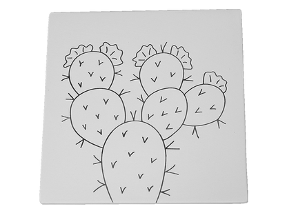 Bisque Prickly Pear Cactus Party Tile (Case of 12)