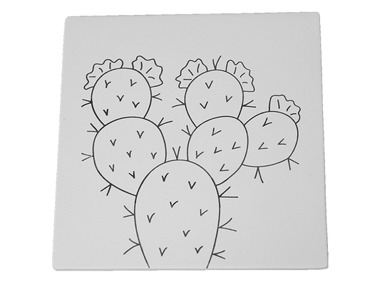 Bisque Prickly Pear Cactus Party Tile (Case of 12)