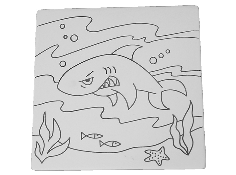 Bisque Shark Party Tile (Case of 12)