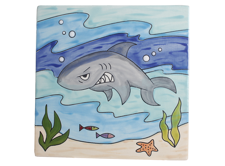 Bisque Shark Party Tile (Case of 12)
