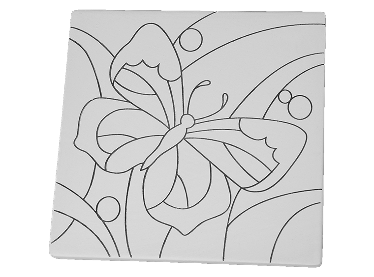 Bisque Garden Butterfly Party Tile (Case of 12)