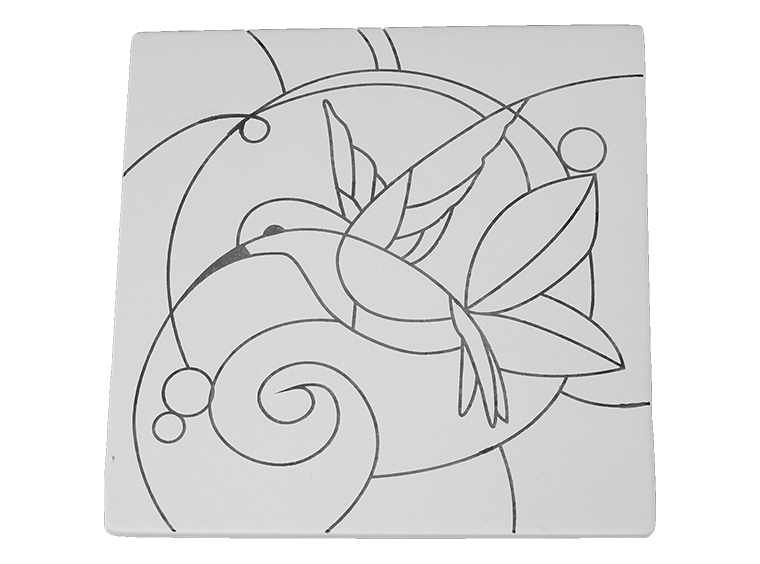 Bisque Hummingbird Party Tile (Case of 12)