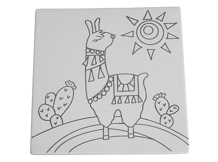 Bisque Llama Party Tile (Case of 12)