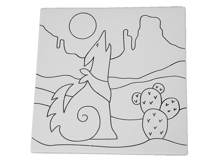 Bisque Howling Coyote Party Tile (Case of 12)