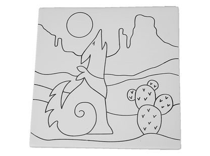 Bisque Howling Coyote Party Tile (Case of 12)