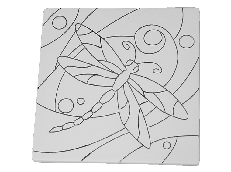 Bisque Dragonfly Party Tile (Case of 12)