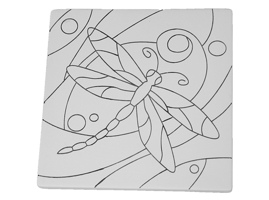 Bisque Dragonfly Party Tile (Case of 12)