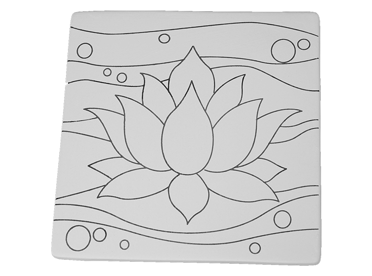 Bisque Lotus Flower Party Tile (Case of 12)
