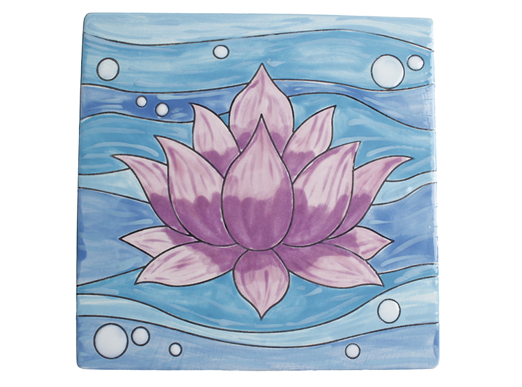 Bisque Lotus Flower Party Tile (Case of 12)