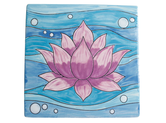 Bisque Lotus Flower Party Tile (Case of 12)