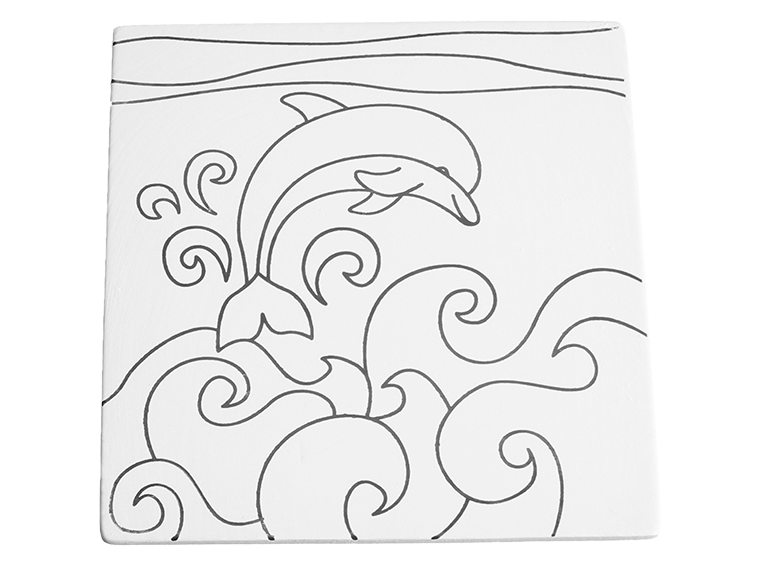 Bisque Leaping Dolphin Party Tile (Case of 12)