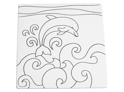 Bisque Leaping Dolphin Party Tile (Case of 12)