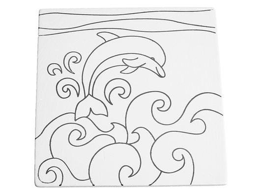 Bisque Leaping Dolphin Party Tile (Case of 12)