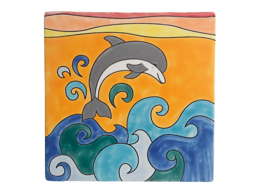 Bisque Leaping Dolphin Party Tile (Case of 12)