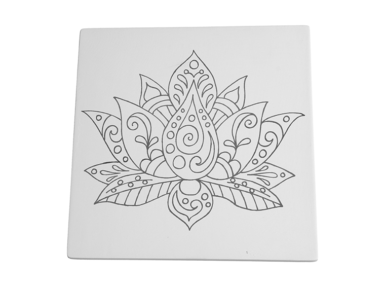 Bisque Zen Lotus 8" Party Tile (Case of 12)