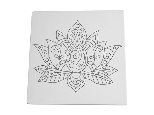Bisque Zen Lotus 8" Party Tile (Case of 12)