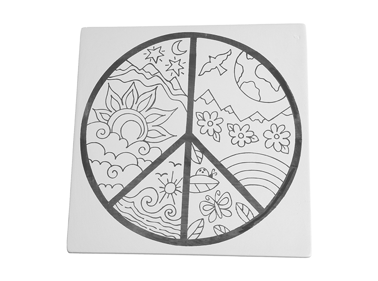 Bisque Peaceful World 8" Party Tile (Case of 12)