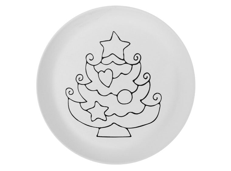 Bisque Hand Detailed Christmas Tree Party Plate (Case of 6)