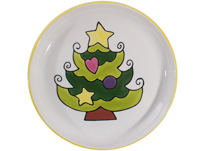 Bisque Hand Detailed Christmas Tree Party Plate (Case of 6)