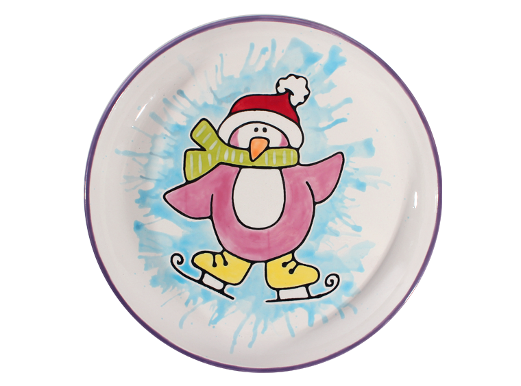 Bisque Hand Detailed Penguin Party Plate (Case of 6)