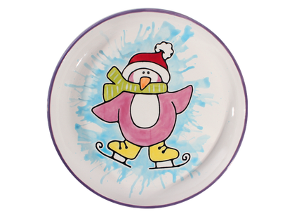 Bisque Hand Detailed Penguin Party Plate (Case of 6)