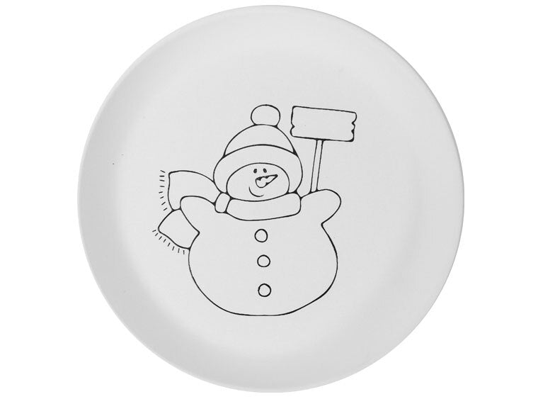 Bisque Hand Detailed Snowman Party Plate (Case of 6)