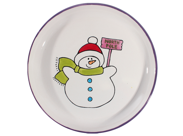 Bisque Hand Detailed Snowman Party Plate (Case of 6)