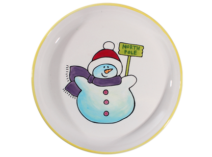 Bisque Hand Detailed Snowman Party Plate (Case of 6)