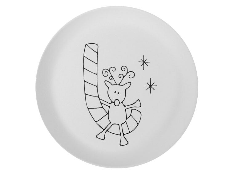 Bisque Hand Detailed Reindeer Party Plate (Case of 6)