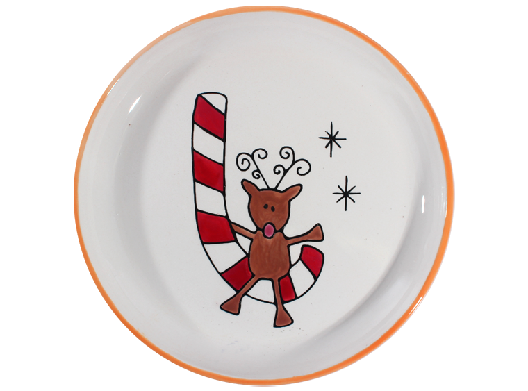 Bisque Hand Detailed Reindeer Party Plate (Case of 6)