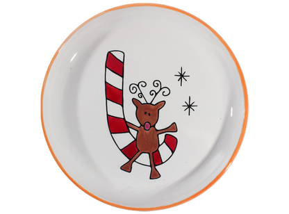 Bisque Hand Detailed Reindeer Party Plate (Case of 6)