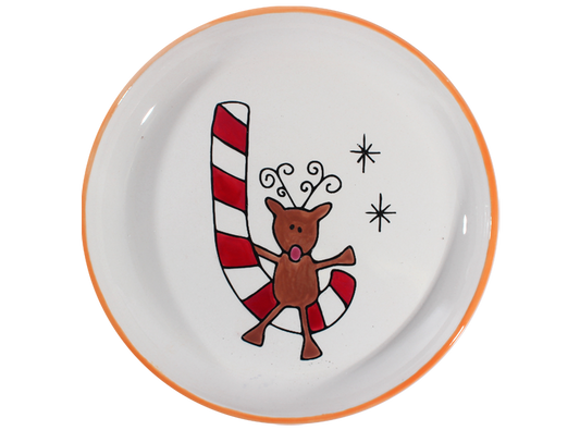 Bisque Hand Detailed Reindeer Party Plate (Case of 6)