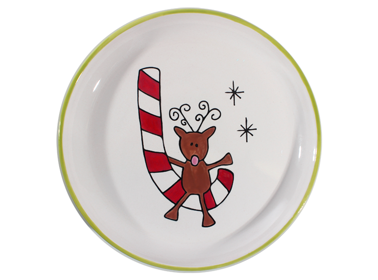 Bisque Hand Detailed Reindeer Party Plate (Case of 6)