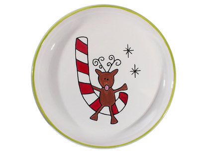 Bisque Hand Detailed Reindeer Party Plate (Case of 6)