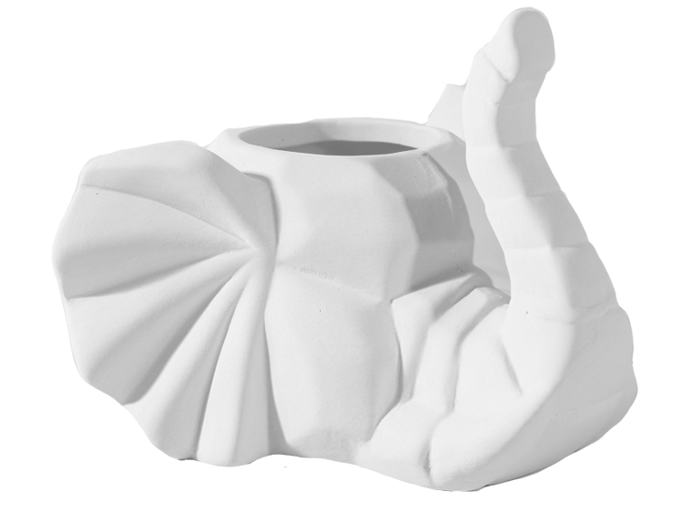 Bisque Faceted Elephant Planter (Case of 4)